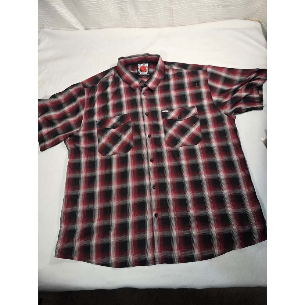 Dixxon Flannel Co Mens Large Red Black Plaid Short Sleeve Button Down Shirt 5X